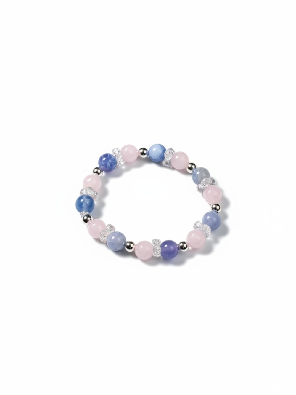 Delicate Pink & Blue Beaded Stretch Bracelet